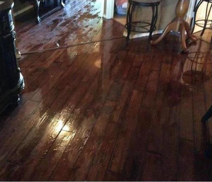 Water on wooden floor.